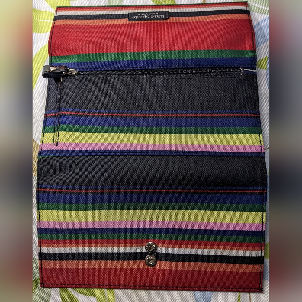 Kate Spade PROJECT Striped Foldover Wallet W/ Callouts For Rehab Or Repurpose - Picture 3 of 16